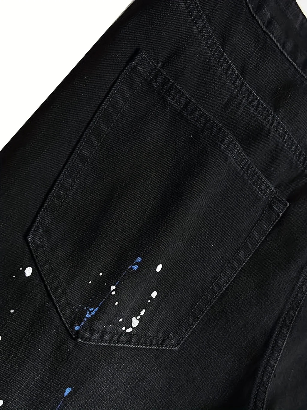 Men’s Ripped Patch Black Jeans