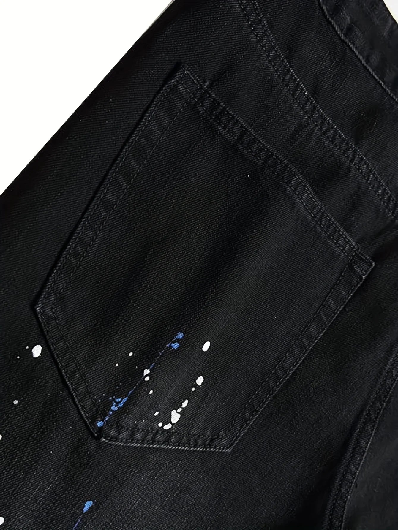 Men’s Ripped Patch Black Jeans