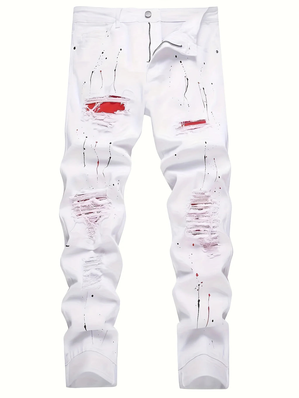 Men’s Ripped Patch Black Jeans