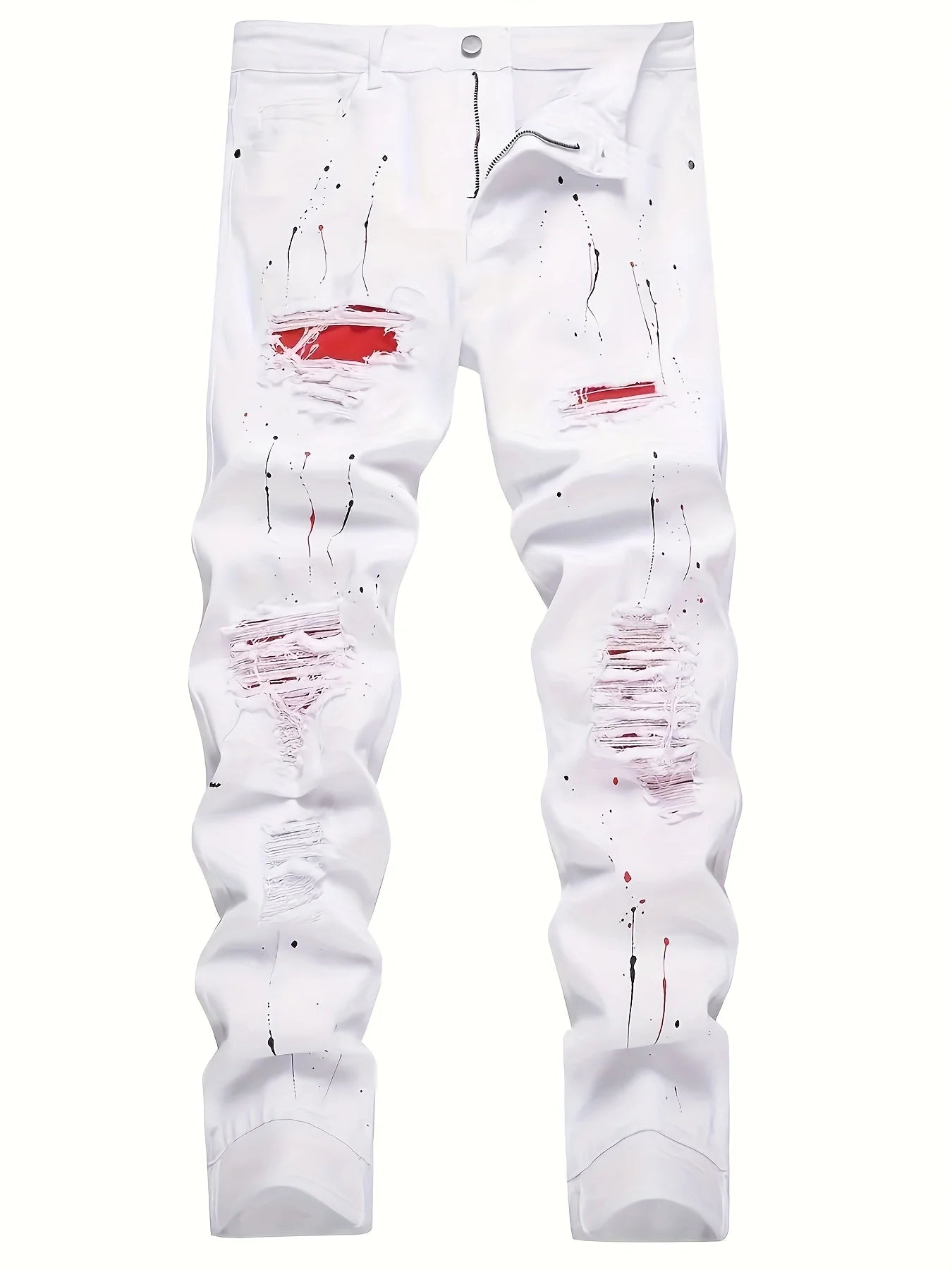 Men’s Ripped Patch Black Jeans