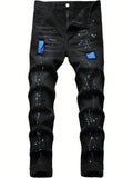 Men’s Ripped Patch Black Jeans