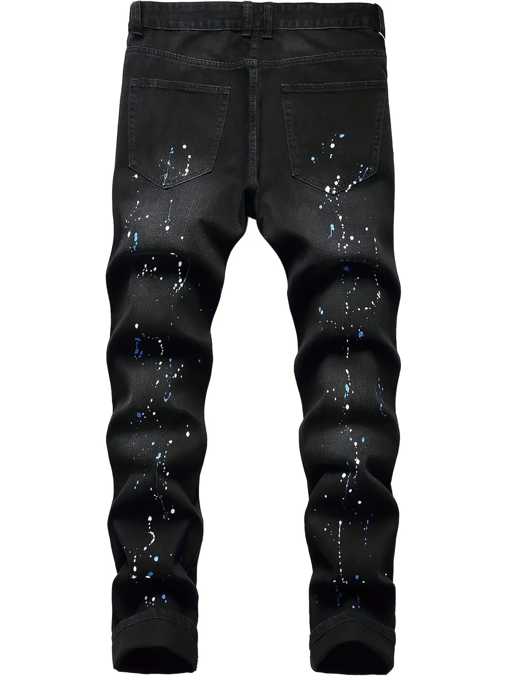 Men’s Ripped Patch Black Jeans