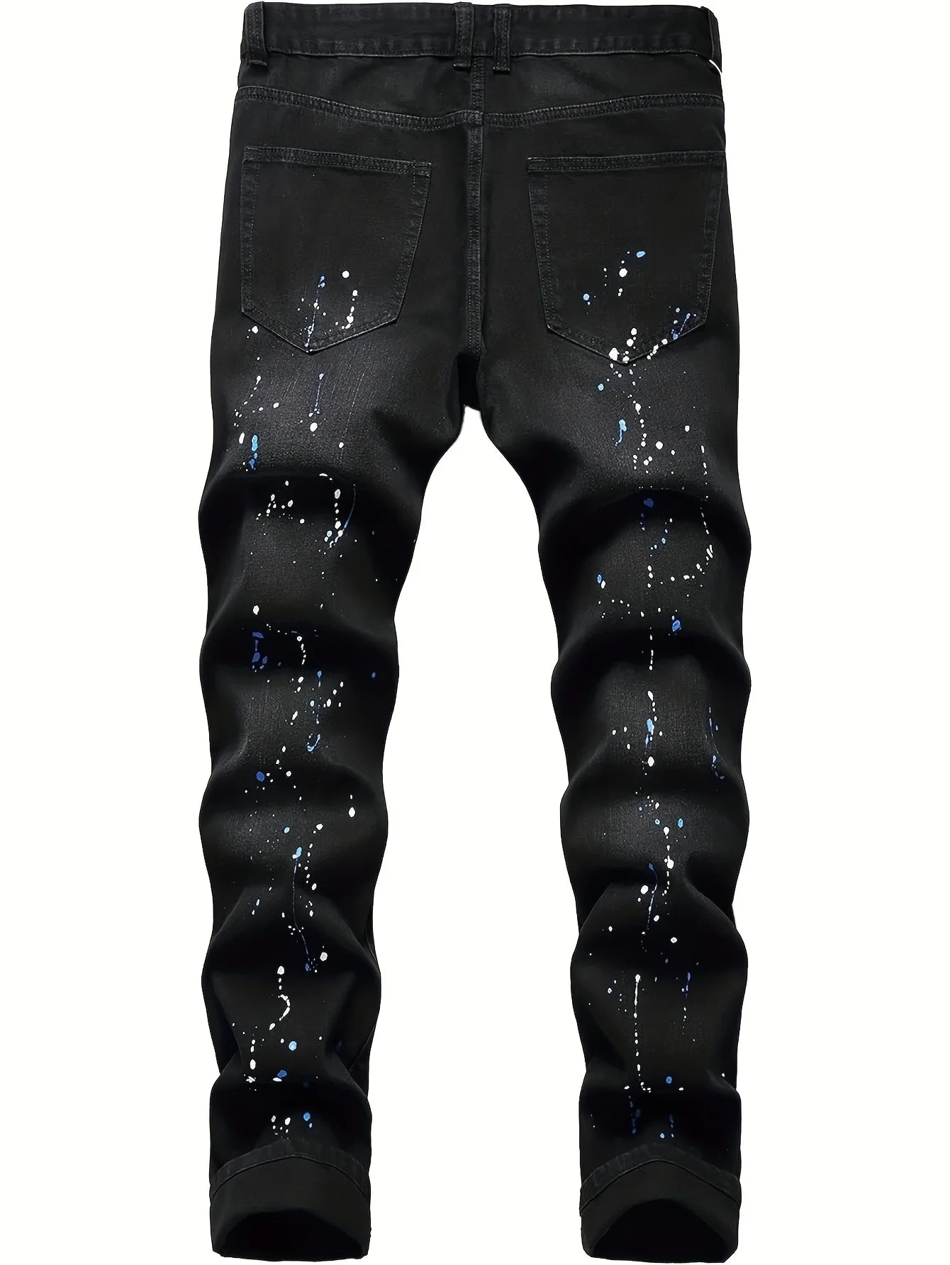 Men’s Ripped Patch Black Jeans