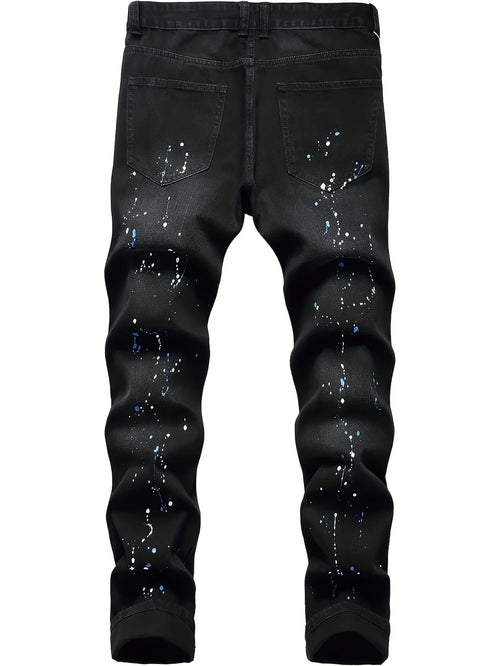 Men’s Ripped Patch Black Jeans