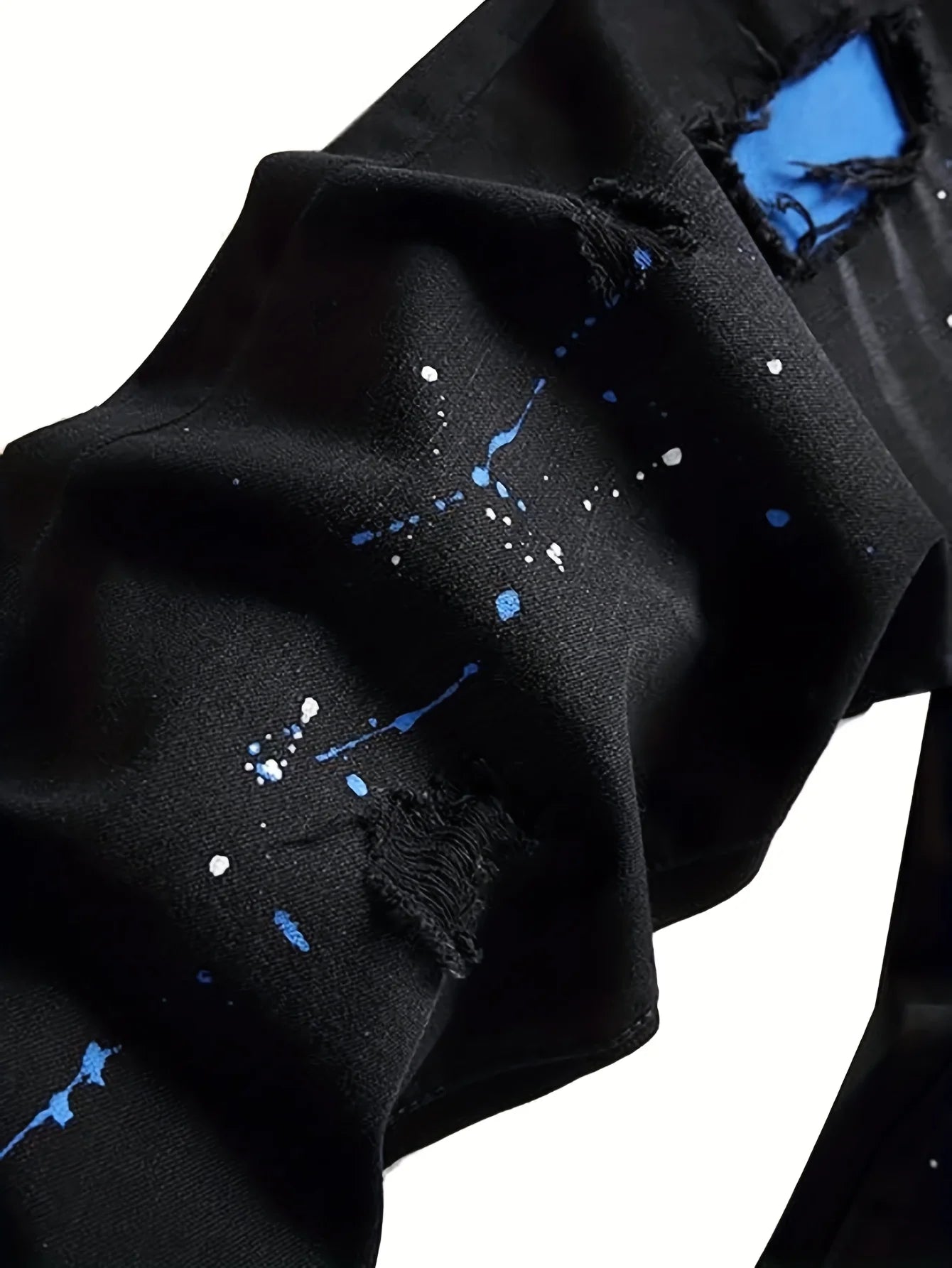 Men’s Ripped Patch Black Jeans