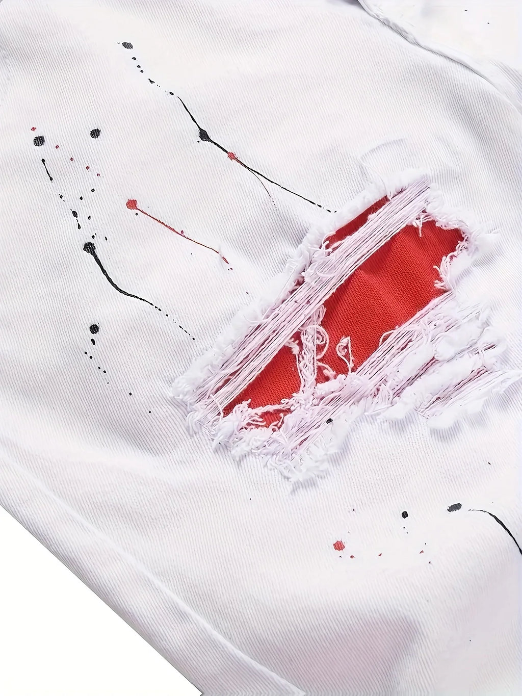 Men’s Ripped Patch Black Jeans